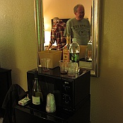 Our little bar in the hotel room in Brownsville